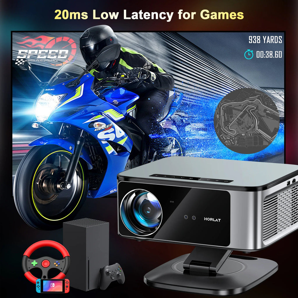 HORLAT 45000 Lumens 4K UHD Smart Home Cinema Projector & Stand