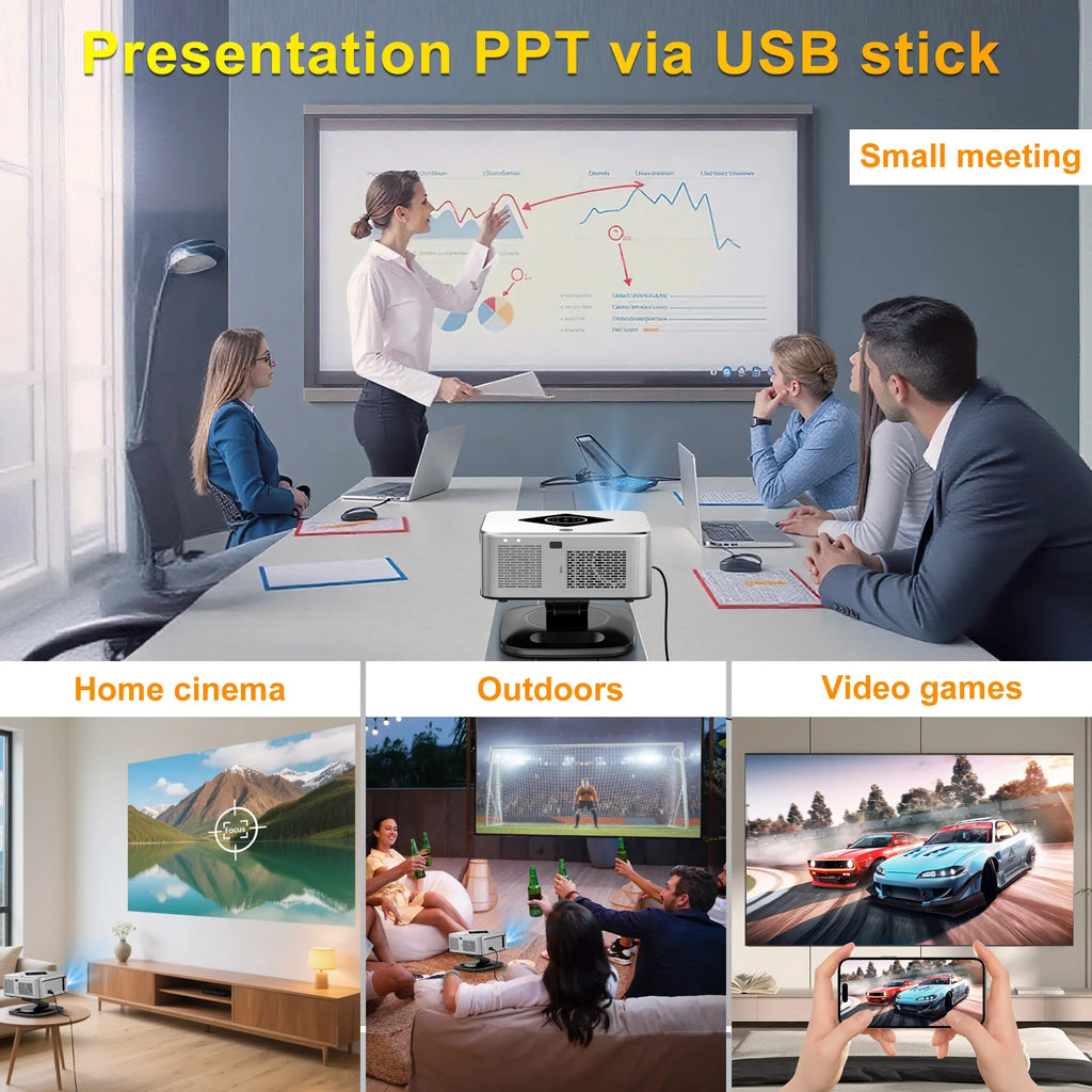 HORLAT 40000 Lumens FHD Smart Home Cinema Projector & Stand