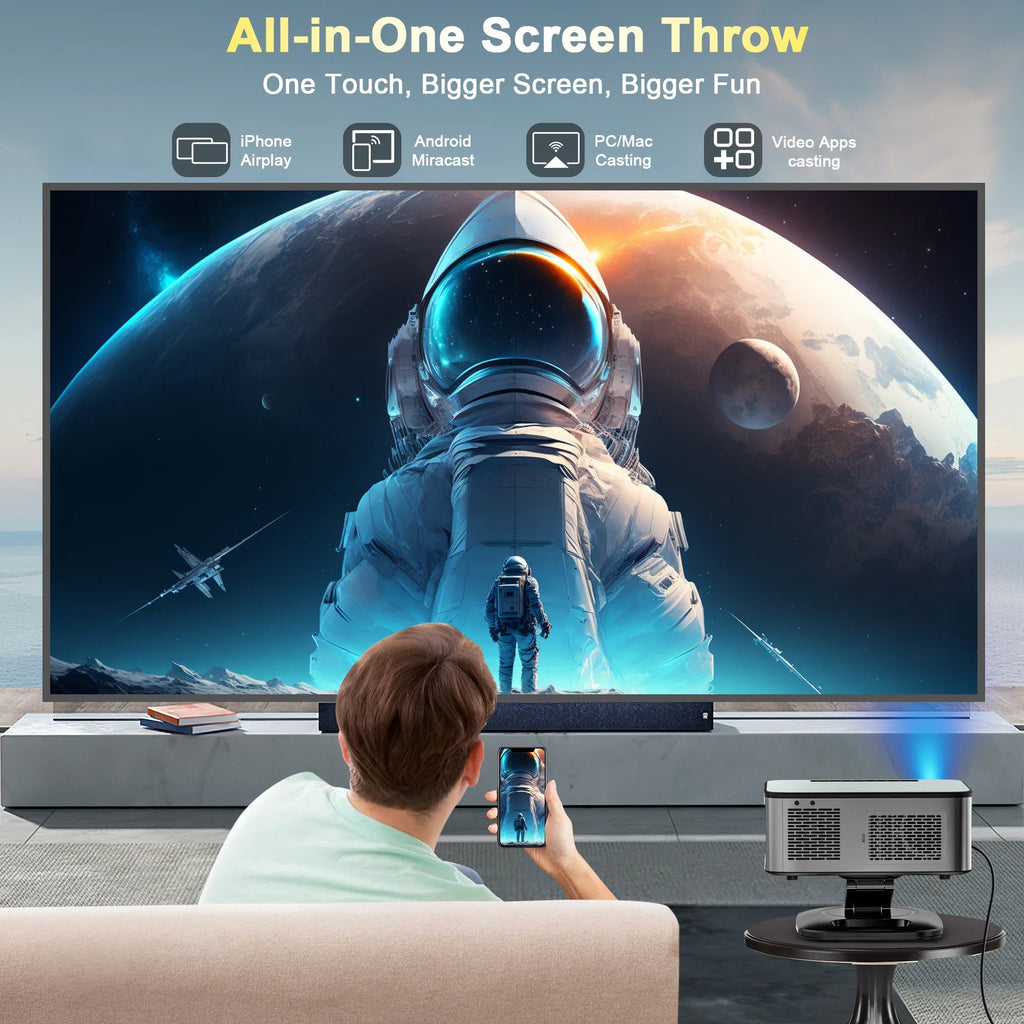 HORLAT 45000 Lumens 4K UHD Smart Home Cinema Projector & Stand